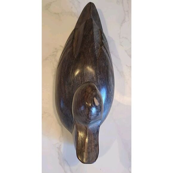 Ironwood Duck Figurine Carved Handcrafted 9.5"x3.25" Dark Grain Mallard EUC - Picture 8 of 11